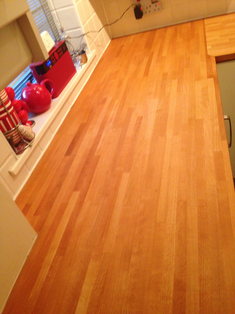 kitchen worktop after sanding and oiling