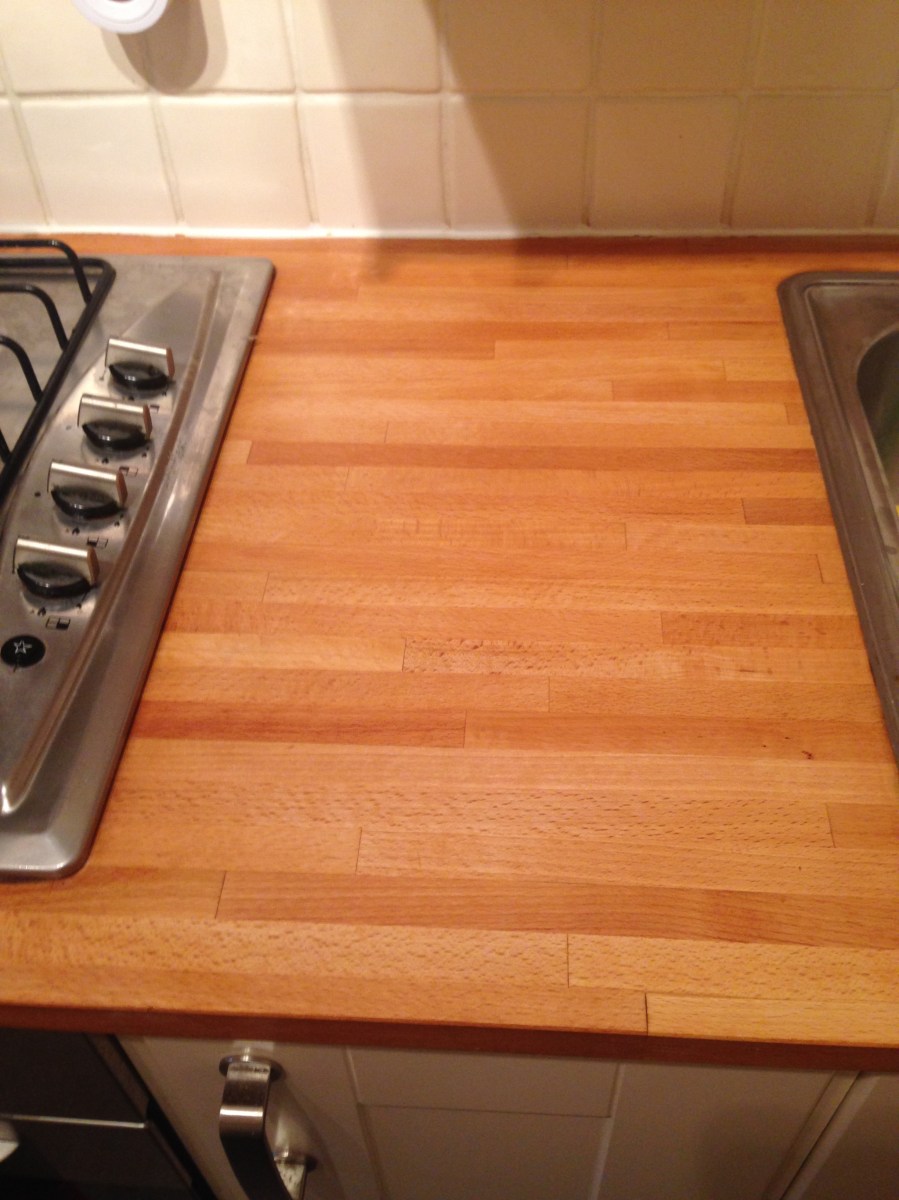 kitchen worktop after sanding and oiling